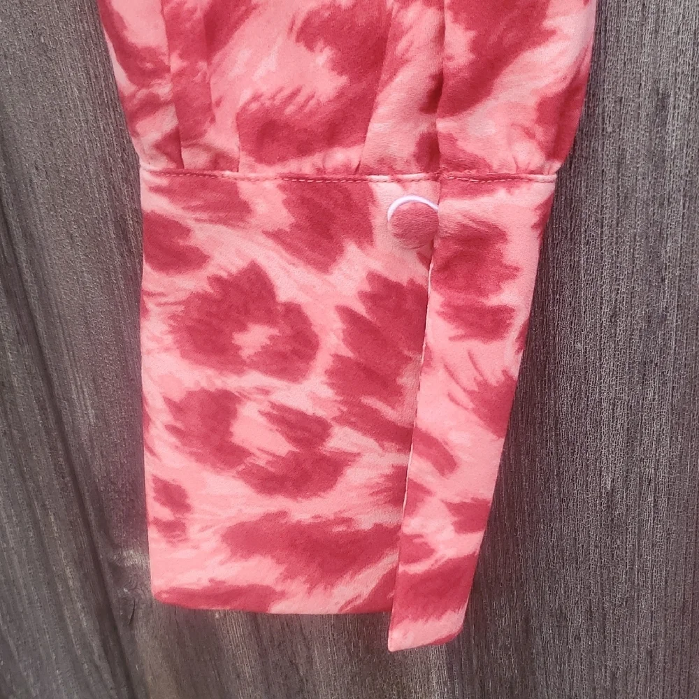 Kate Spade Panthera Red Animal Print Long Sleeve Dress